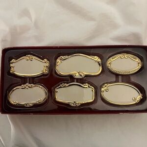 Elegant Gold and Cream reusable Decorative porcelain food markers/labels.